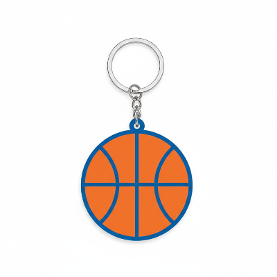 Portachiavi palla da basket 2d arancione e blu